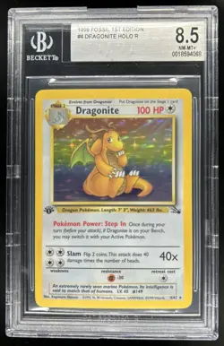 1999 Pokemon Fossil 1st Edition Dragonite #4/62 BGS 8.5 - Image 1