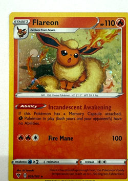 Pokemon TCG Flareon 026/185 Cosmos Holo Sword & Shield SWIRL - Image 4