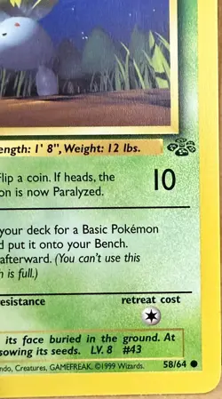 Oddish 58/64 Jungle Set 1st Edition 1999 Vintage Pokemon TCG - Image 4