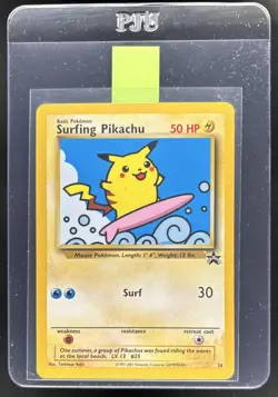 1999 Pokemon Wizards Black Star Promos Surfing Pikachu #28 - Image 1