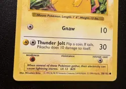 Pokemon Pikachu Base Set Shadowless 058/102 Red Cheeks Regular Common 40 HP 1999 - Image 5