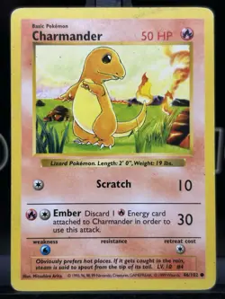 Charmander 46/102 Common - 1999 Pokemon Base Set Shadowless LP - Image 3