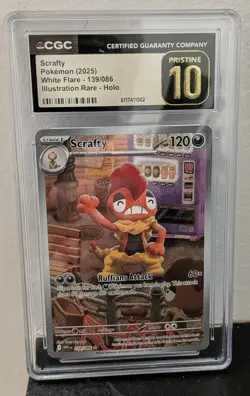 2025 Pokemon White Flare Scrafty #139 SIR CGC 10 PRISTINE GOLD LABEL RARE - Image 1