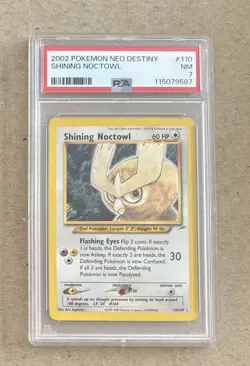 2002 Pokemon Neo Destiny Shining Noctowl Card #110 PSA 7 - Image 1