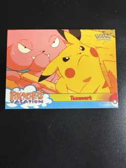 TEAMWORK #54 - PIKACHUS VACATION- Topps BLACK LOGO - POKEMON CARD - NM - Image 1