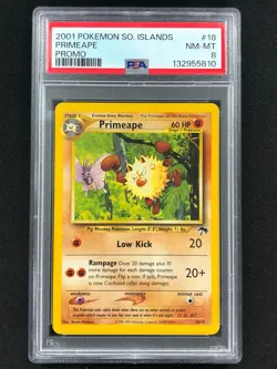 Pokemon 2001 Primeape 18/8 Islands Promo PSA 8 - Image 1
