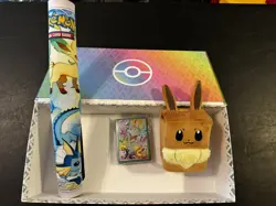 Pokemon Prismatic Evolutions UPC Eevee Deck Box Sleeves And Play Mat NO Cards - Image 1