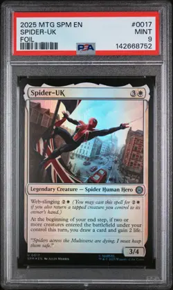 2025 MTG MARVEL'S SPIDER-MAN FOIL #0017 SPIDER-UK PSA 9 - Image 1