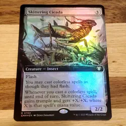 1x Skittering Cicada, Extended Art Foil, Commander Masters, MTG LP Light Play - Image 1