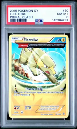 2015 POKEMON XY PRIMAL CLASH #60 ELECTRIKE PSA 8 - Image 1