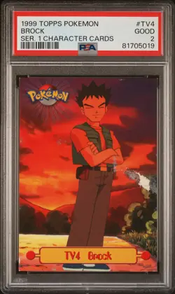 1999 TOPPS POKEMON SERIES 1 CHARACTER CARDS #TV4 BROCK PSA 2 - Image 1