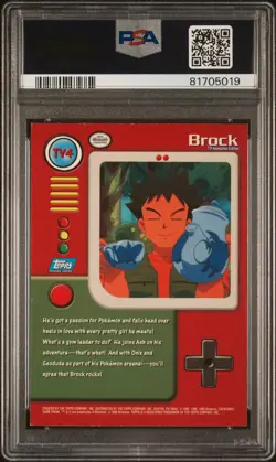 1999 TOPPS POKEMON SERIES 1 CHARACTER CARDS #TV4 BROCK PSA 2 - Image 2