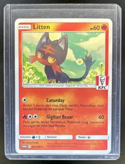 2021 Pokemon Indonesian Litten Kentucky Fried Chicken Kids Meal Promo #182/SM-P - Image 1