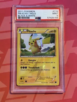 PSA 9 Pokemon Pikachu Holo Card 115/114 Black and White Secret Rare - Image 1