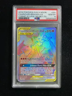 2019 Pokemon TCG English Sun & Moon 251/236 Charzard & Braixen Holo PSA 10 HT88 - Image 1