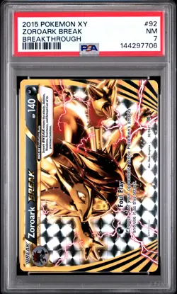 2015 POKEMON XY BREAKTHROUGH #92 ZOROARK BREAK PSA 7 - Image 1