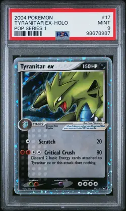 2004 POKEMON POP SERIES 1 #17 TYRANITAR EX-HOLO PSA 9 - Image 1