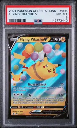 2021 POKEMON CELEBRATIONS #006 FLYING PIKACHU V PSA 8 - Image 1