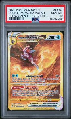 2023 POKEMON SWSH CROWN ZENITH SECRET FULL ART/ORIGIN FORME PALKIA VSTAR PSA 10 - Image 1