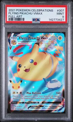 2021 POKEMON CELEBRATIONS #007 FULL ART/FLYING PIKACHU VMAX PSA 9 - Image 1