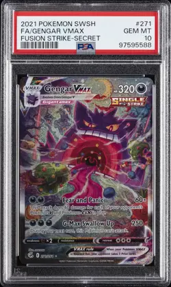 2021 POKEMON SWORD & SHIELD FUSION STRIKE SECRET FULL ART/GENGAR VMAX PSA 10 - Image 1