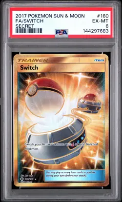 2017 POKEMON SUN & MOON SECRET #160 FULL ART/SWITCH PSA 6 - Image 1