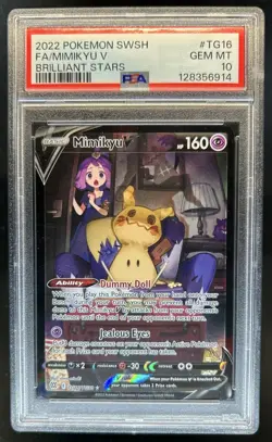 2022 Pokemon SWSH Brilliant Stars Mimikyu V Trainer Gallery #TG16/TG30 PSA 10 - Image 1