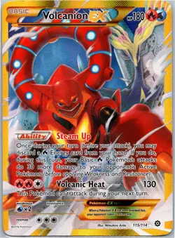 Pokemon 2016 Volcanion EX Secret Rare Holofoil XY - Steam Siege STS 115/114 NM - Image 1