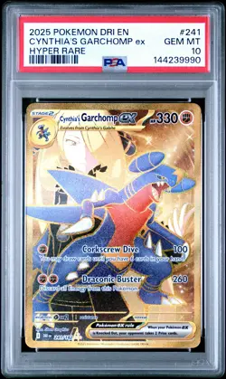 2025 POKEMON DRI EN-DESTINED RIVALS HYPER RARE #241 CYNTHIA'S GARCHOMP EX PSA 10 - Image 1
