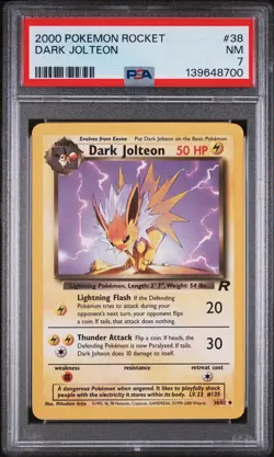 2000 POKEMON ROCKET #38 DARK JOLTEON PSA 7 - Image 1