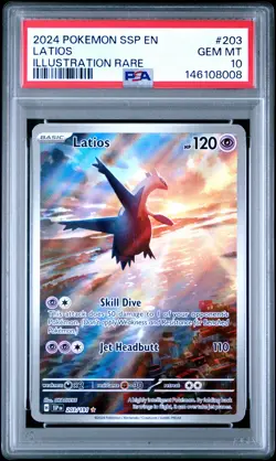 2024 POKEMON SSP EN-SURGING SPARKS ILLUSTRATION RARE #203 LATIOS PSA 10 - Image 1