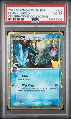 2021 POKEMON SWSH BLACK STAR PROMO CELEBRATIONS COLL #136 MIMIKYU-HOLO PSA 4 - Image 1