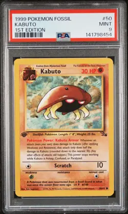 1999 POKEMON FOSSIL 1ST ED #50 KABUTO PSA 9 - Image 1