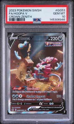 2023 POKEMON SWORD & SHIELD CROWN ZENITH #GG53 FULL ART/HOOPA V PSA 10 - Image 1