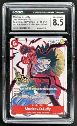 2025 One Piece Monkey D. Luffy Promo 3rd Anniversary Brothers #ST01-012 CGC 8.5 - Image 1