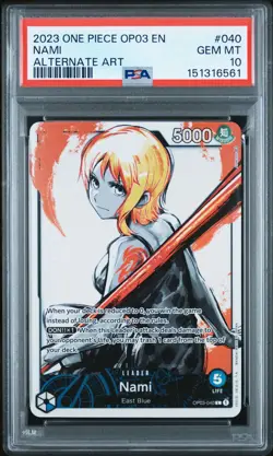 2023 ONE PIECE OP03-PILLARS OF STRENGTH ALTERNATE ART #040 NAMI PSA 10 - Image 1