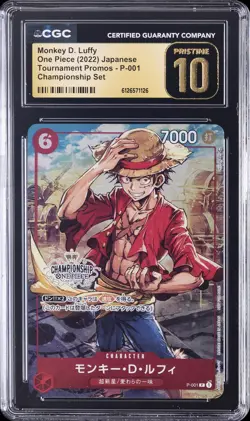 2022 ONE PIECE TOURNAMENT PROMOS CHAMP SET MONKEY D. LUFFY CGC 10 PRISTINE - Image 1