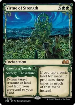 1x Virtue of Strength - Foil - Showcase Moderate Play MTG Magic - Kid Icarus - - Image 1