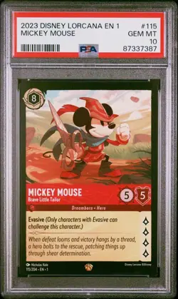 2023 Disney Lorcana EN 1 Mickey Mouse Brave Little Tailor #115 PSA 10 - Image 1