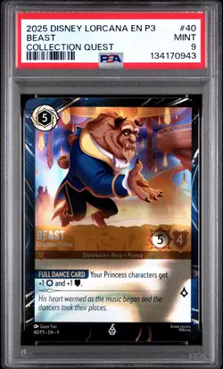 2025 DISNEY LORCANA EN P3-PROMO COLL QUEST #40 BEAST - GRACIOUS PRINCE PSA 9 - Image 1