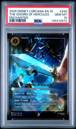 2025 DISNEY LORCANA EN 10-ENCHANTED #240 THE SWORD OF HERCULES PSA 10 - Image 1