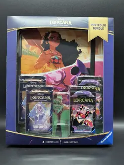 TCG Disney Lorcana Portfolio Bundle 4 Booster Packs & Portfolio First Chapter - Image 1