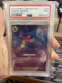 2024 Disney Lorcana En 5 Enchanted #210 Finders Keepers PSA 9 MINT - Image 1