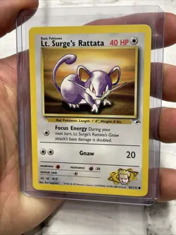 LT. SURGE'S RATTATA - 82/132 - Gym Heroes - Pokemon Card - NM Vintage Nintendo - Image 2
