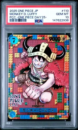 2025 ONE PIECE JPN PREM CARD COLL -ONE PIECE DAY'25- #110 MONKEY D. LUFFY PSA 10 - Image 1