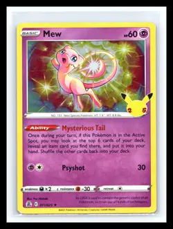 💥 Mew # 011/025 Holo Rare 2021 Pokemon Celebrations 25th Anniversary Card - Image 1
