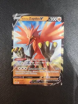 Pokemon Card Galarian Zapdos V 080/198 Chilling Reign Near Mint - Image 1