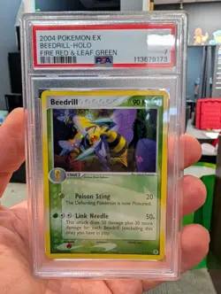 2004 Ex Fire Red & Leaf Green Holo Beedrill #1/112 SWIRL PSA 7 NM Pokemon Card - Image 1