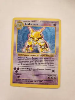 Pokemon Alakazam TCG Holo Rare Card Base Set, Shadowless, 001/102 - Image 1