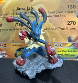 Pokemon Mega Lucario Jumbo Card + Mega Lucario Figure Lot – NM Condition - Image 1